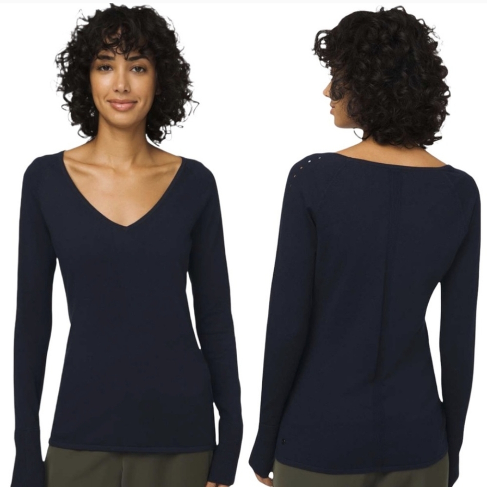 LULULEMON Stand Steady Black Long Sleeve Light Sweater Top Blouse Sz Small